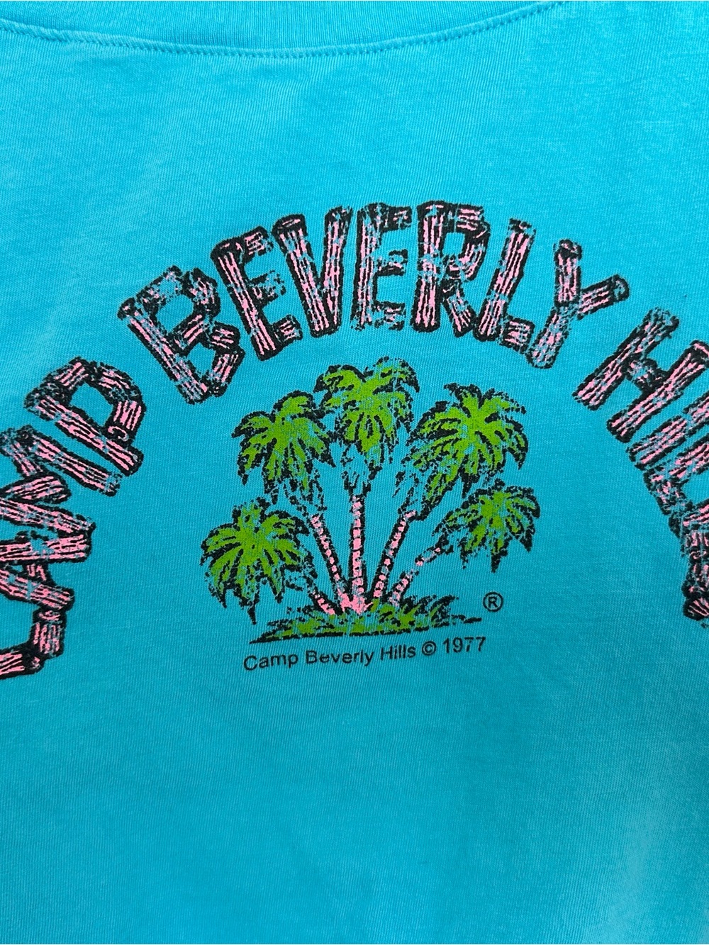 Vintage Camp Beverly Hills Off-Shoulder Turquoise Top